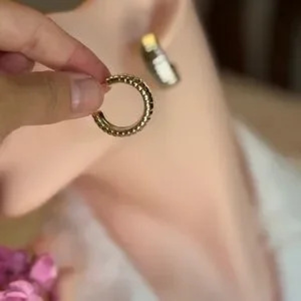 Casual Modern Gold Stud Earrings - Picture 2 of 5